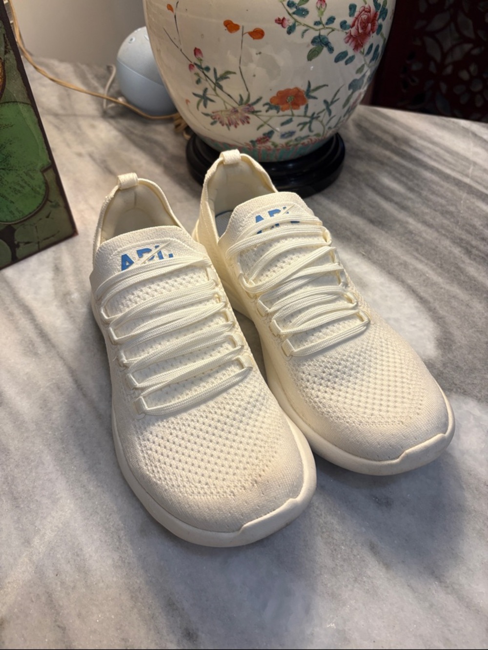 Unisex APL techlook breeze  Lightweight Knit Sneakers - ivory and teal